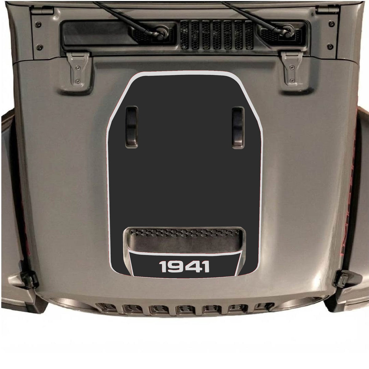 CarCode hood decal for Jeep Wrangler JL/JLU Rubicon 392 and JT Gladiator Mojave, stylish decal with bold design visible on the hood