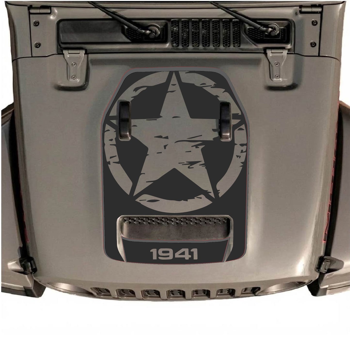 CarCode hood decal for Jeep Wrangler JL/JLU Rubicon 392 and JT Gladiator Mojave 2020-2026, style #85, shown on vehicle hood.