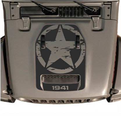 CarCode hood decal for Jeep Wrangler JL/JLU Rubicon 392 and JT Gladiator Mojave 2020-2026, style #85, shown on vehicle hood.