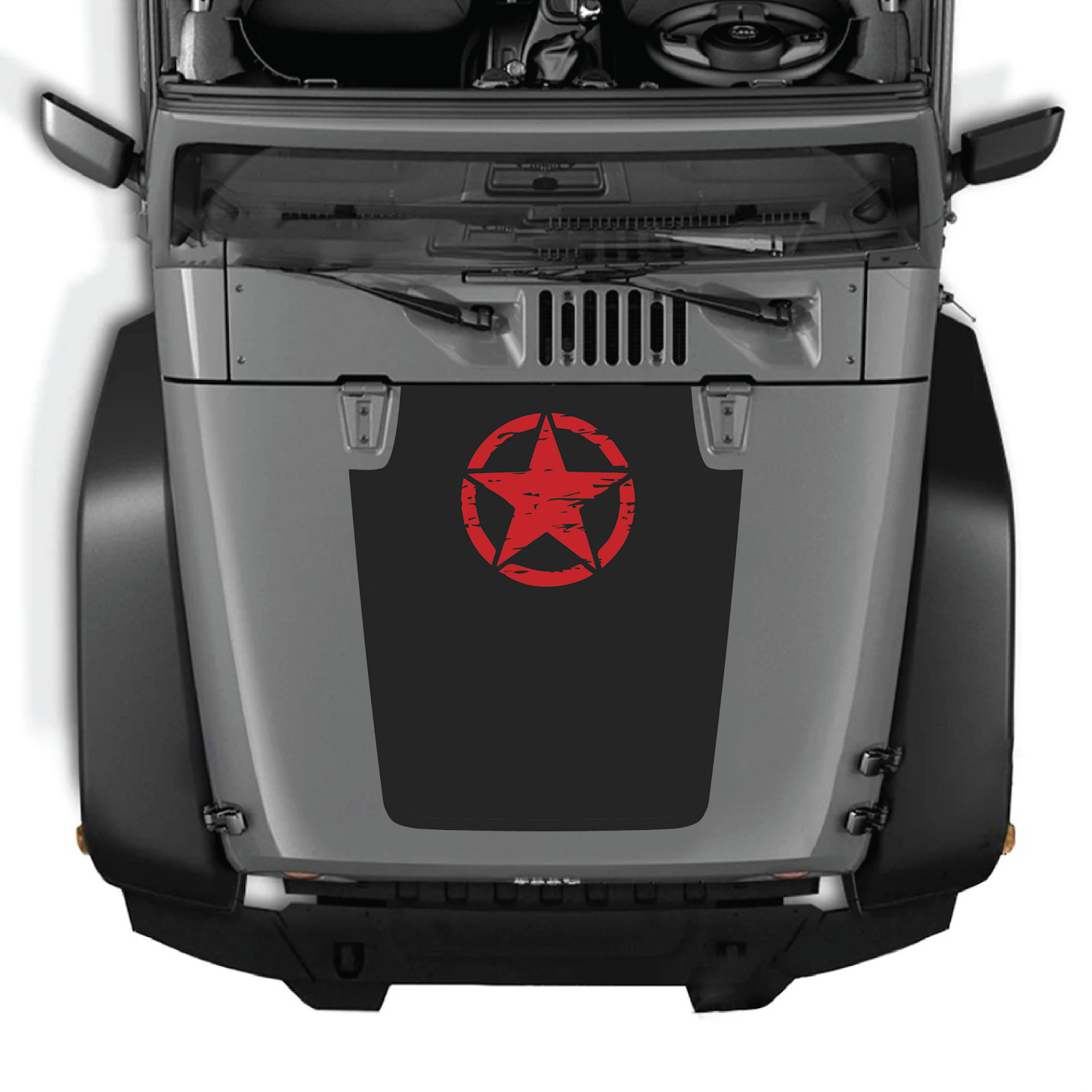 CarCode hood decal for Jeep Wrangler JK/JKU 2007-2018, style #45, featuring a sleek design on the vehicle's hood.