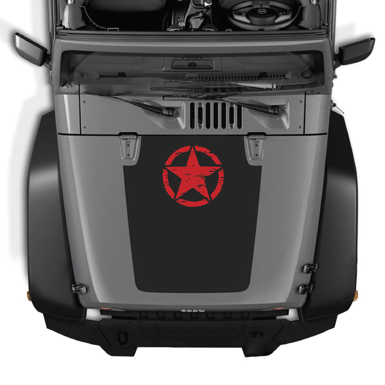 CarCode hood decal for Jeep Wrangler JK/JKU 2007-2018, style #45, featuring a sleek design on the vehicle's hood.