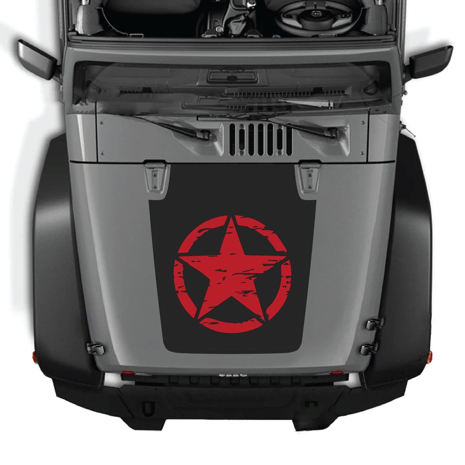 CarCode hood decal for Jeep Wrangler JK/JKU 2007-2018, Style #25, showing the stylish decal design on the vehicle hood.