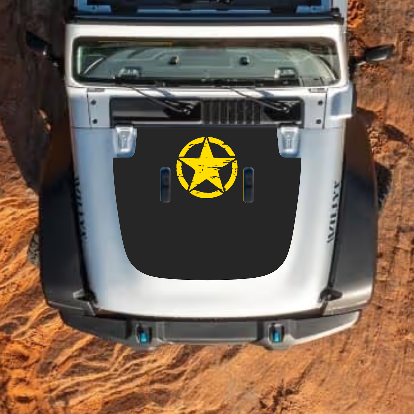CarCode hood decal for Jeep Wrangler JL, JLU, Gladiator JT, featuring a stylish #51 design on the standard hood.
