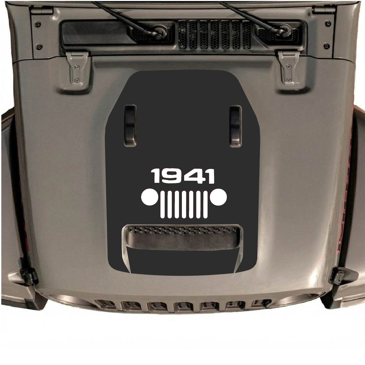 CarCode hood decal for Jeep Wrangler JL/JLU Rubicon 392 and JT Gladiator Mojave 2020-2026, style #48, shown on vehicle hood.