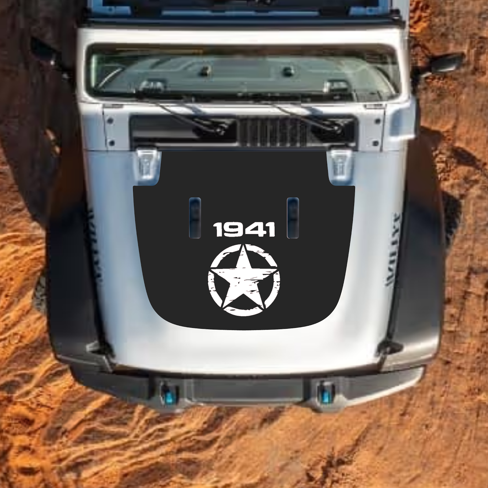 CarCode hood decal for Jeep Wrangler JL, JLU, Gladiator JT, standard hood, stylish #30 design on vehicle hood.