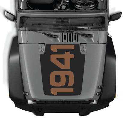 CarCode hood decal for Jeep Wrangler JK/JKU 2007-2018, style #48, black and white graphic design on the vehicle's hood