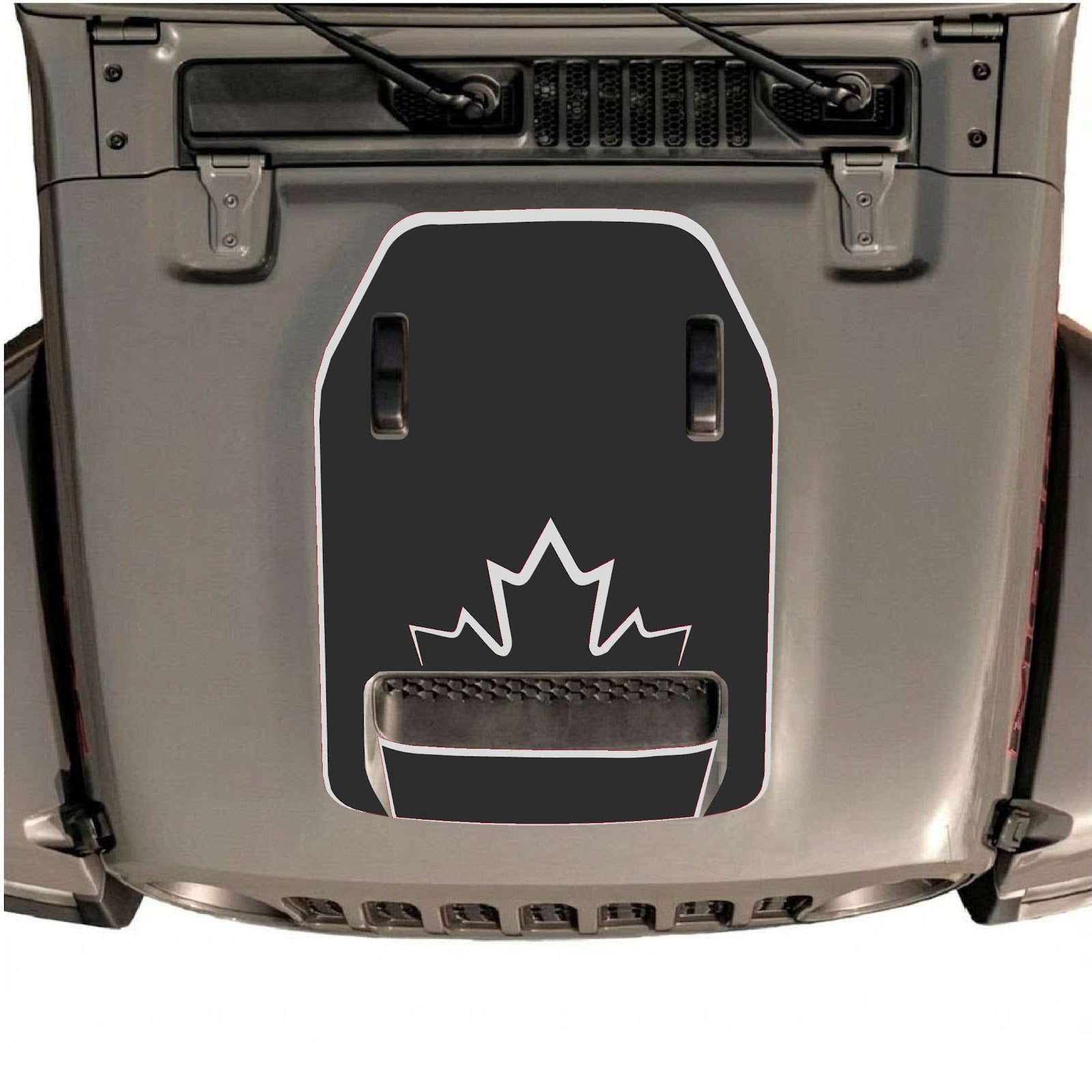 CarCode hood decal for Jeep Wrangler JL/JLU Rubicon 392 and JT Gladiator Mojave 2020-2026, style #19, shown on vehicle hood.