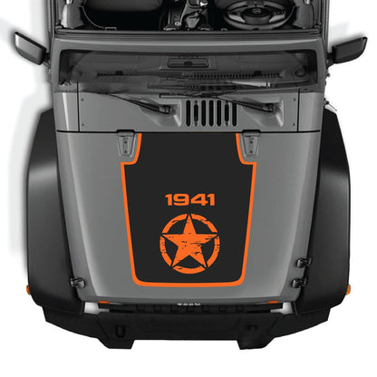 CarCode hood decal for Jeep Wrangler JK/JKU 2007-2018, style #22, showing the sleek design applied to the vehicle's hood.