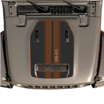 Jeep Wrangler JL/JLU Rubicon 392 and JT Gladiator Mojave hood decal by CarCode, stylish graphic design on vehicle hood.