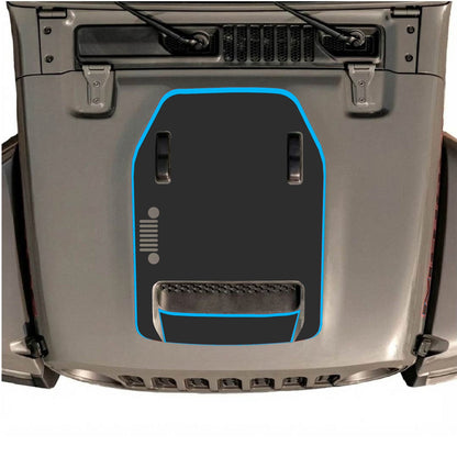 CarCode hood decal for Jeep Wrangler JL/JLU Rubicon 392 and JT Gladiator Mojave 2020-2026, style #95, shown on vehicle hood.