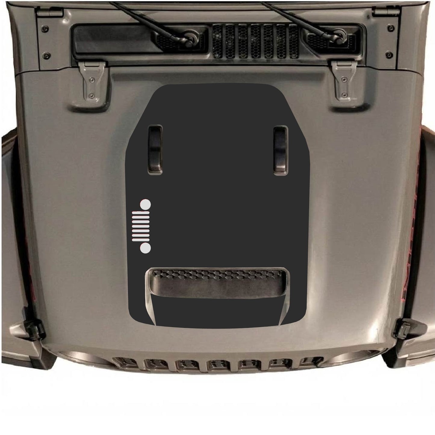 CarCode hood decal for Jeep Wrangler JL/JLU Rubicon 392 and JT Gladiator Mojave 2020-2026, Style #54, shown on vehicle hood.