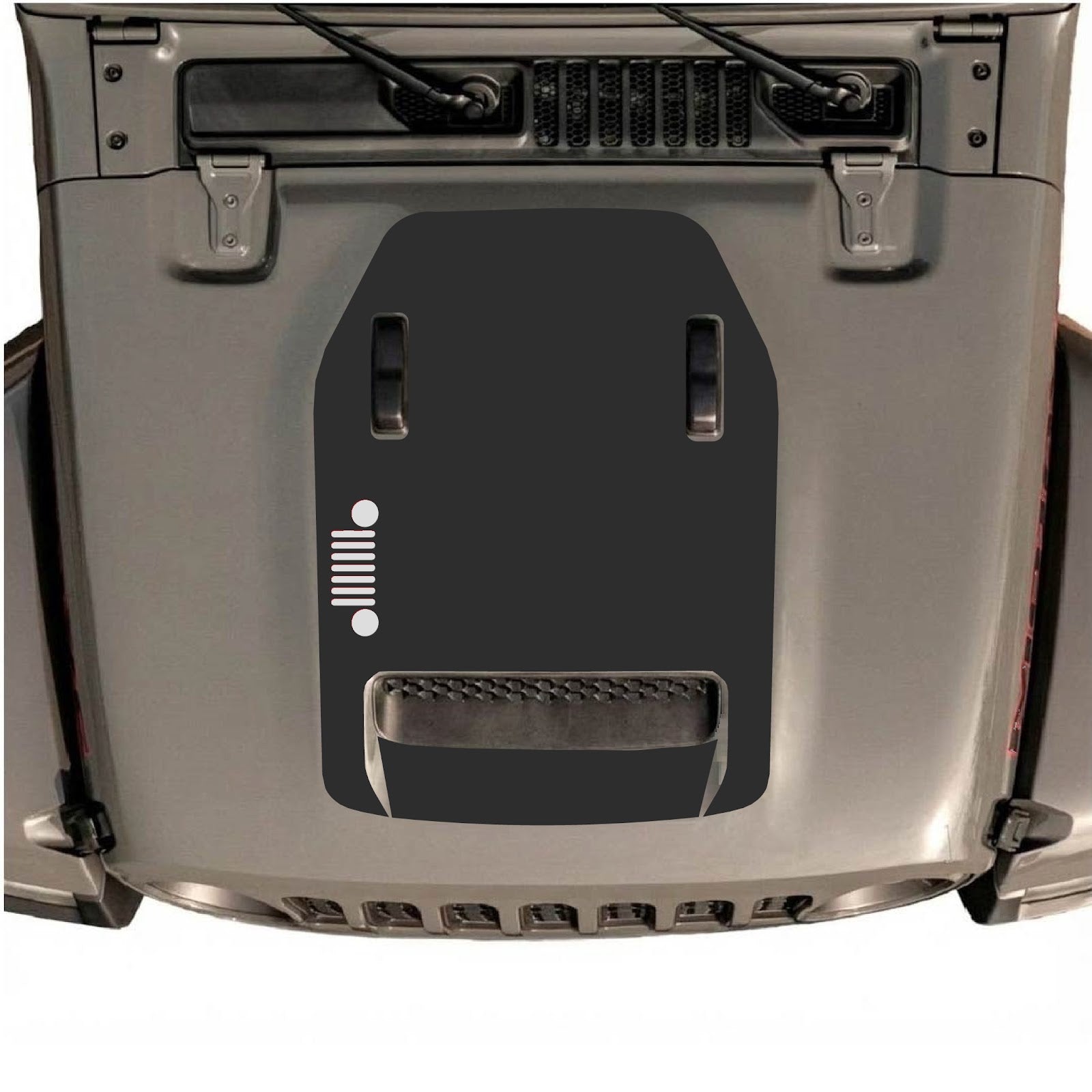 CarCode hood decal for Jeep Wrangler JL/JLU Rubicon 392 and JT Gladiator Mojave 2020-2026, Style #54, shown on vehicle hood.
