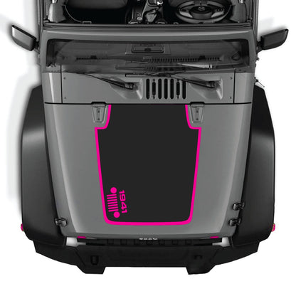 CarCode hood decal for Jeep Wrangler JK/JKU 2007-2018, style #58, featuring a sleek graphic design on the vehicle's hood