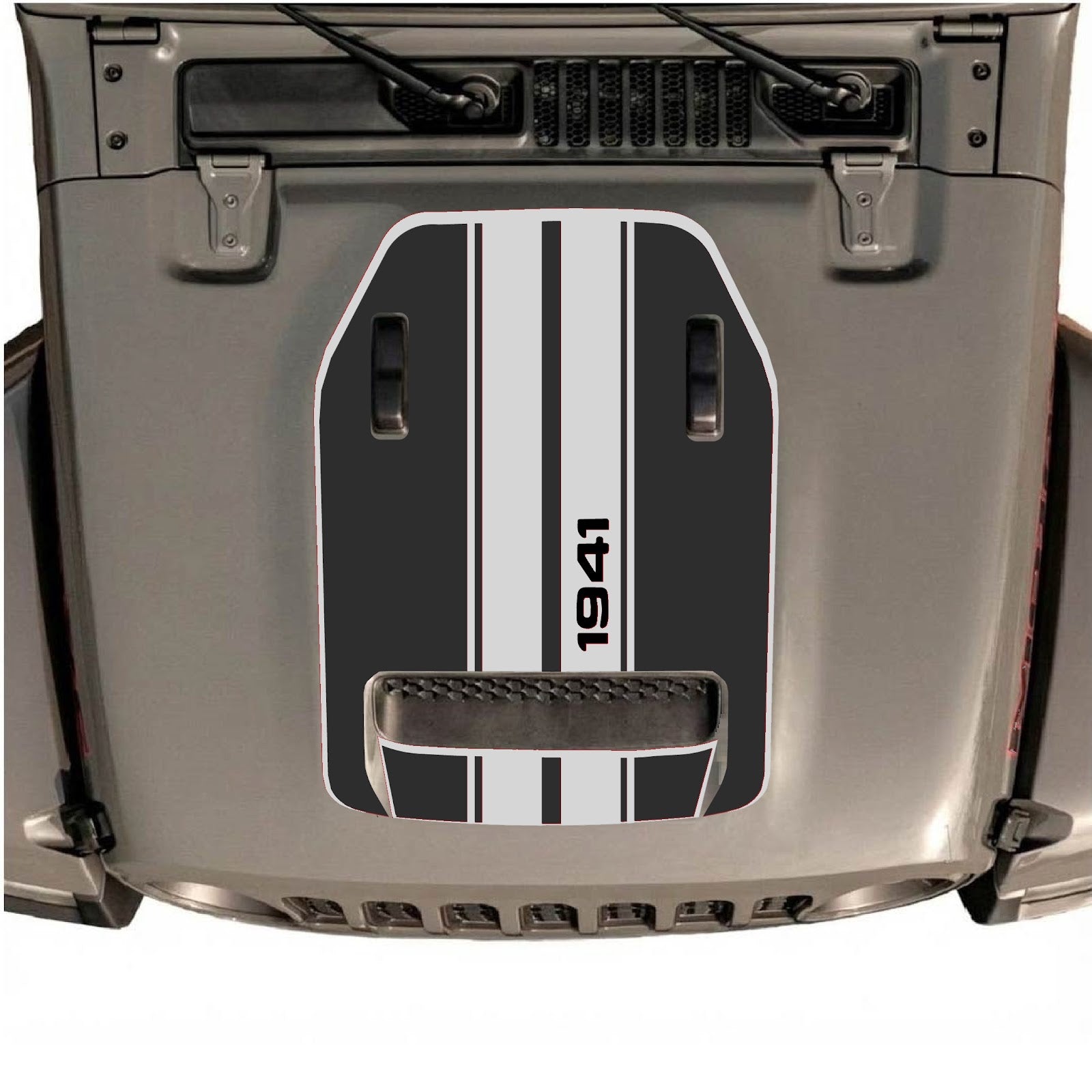 CarCode hood decal for Jeep Wrangler JL/JLU Rubicon 392 and JT Gladiator Mojave 2020-2026, style #07, shown on vehicle hood.