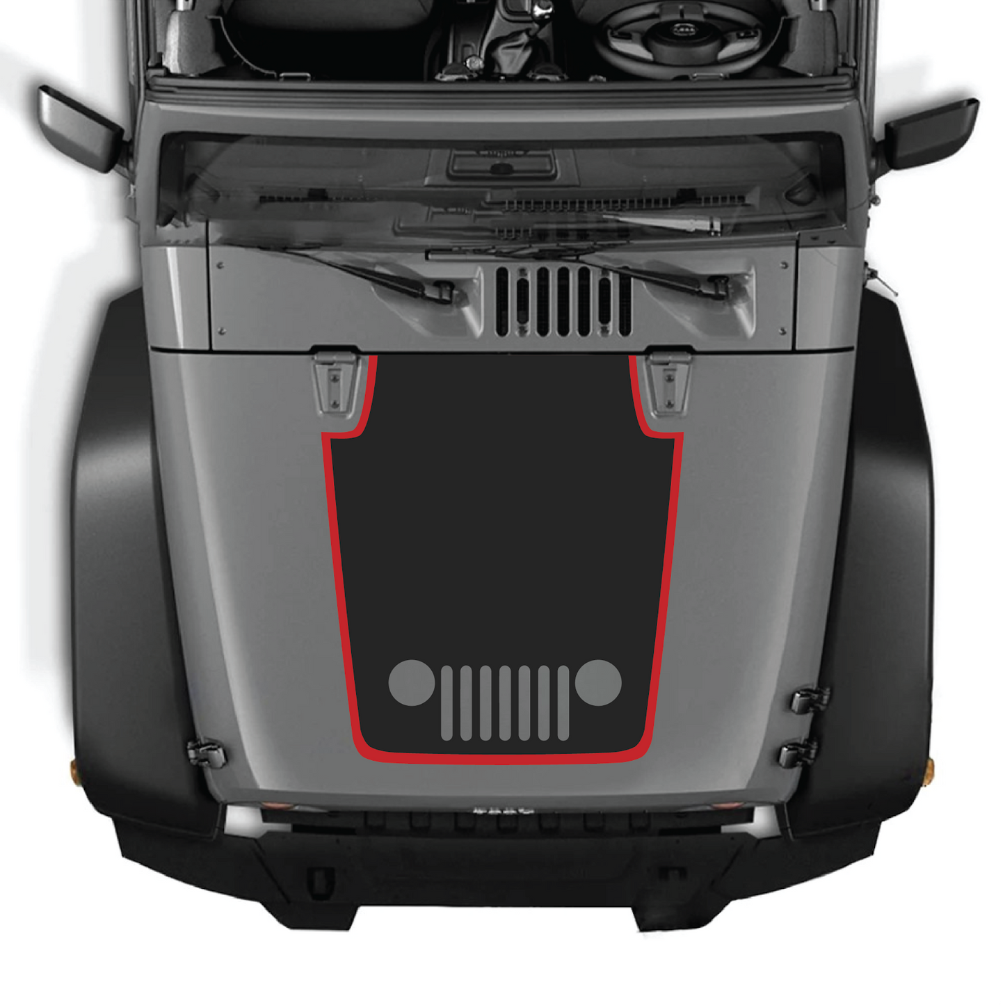 CarCode Hood Decal for Jeep Wrangler JK/JKU 2007-2018, Style #80, featuring bold graphic design on the vehicle's hood