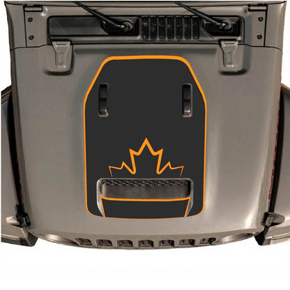 CarCode hood decal for Jeep Wrangler JL/JLU Rubicon 392 and JT Gladiator Mojave, style #19, black graphic on vehicle hood.