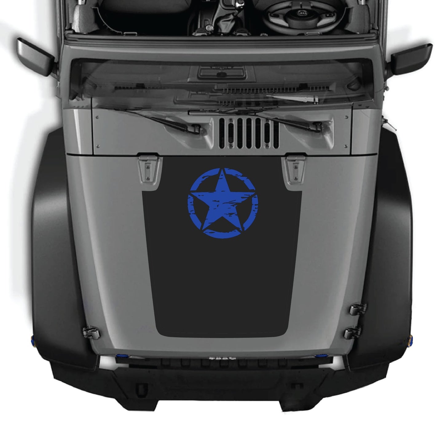 CarCode Jeep Wrangler JK/JKU hood decal, Style #45, black and white graphic design on the vehicle's hood.