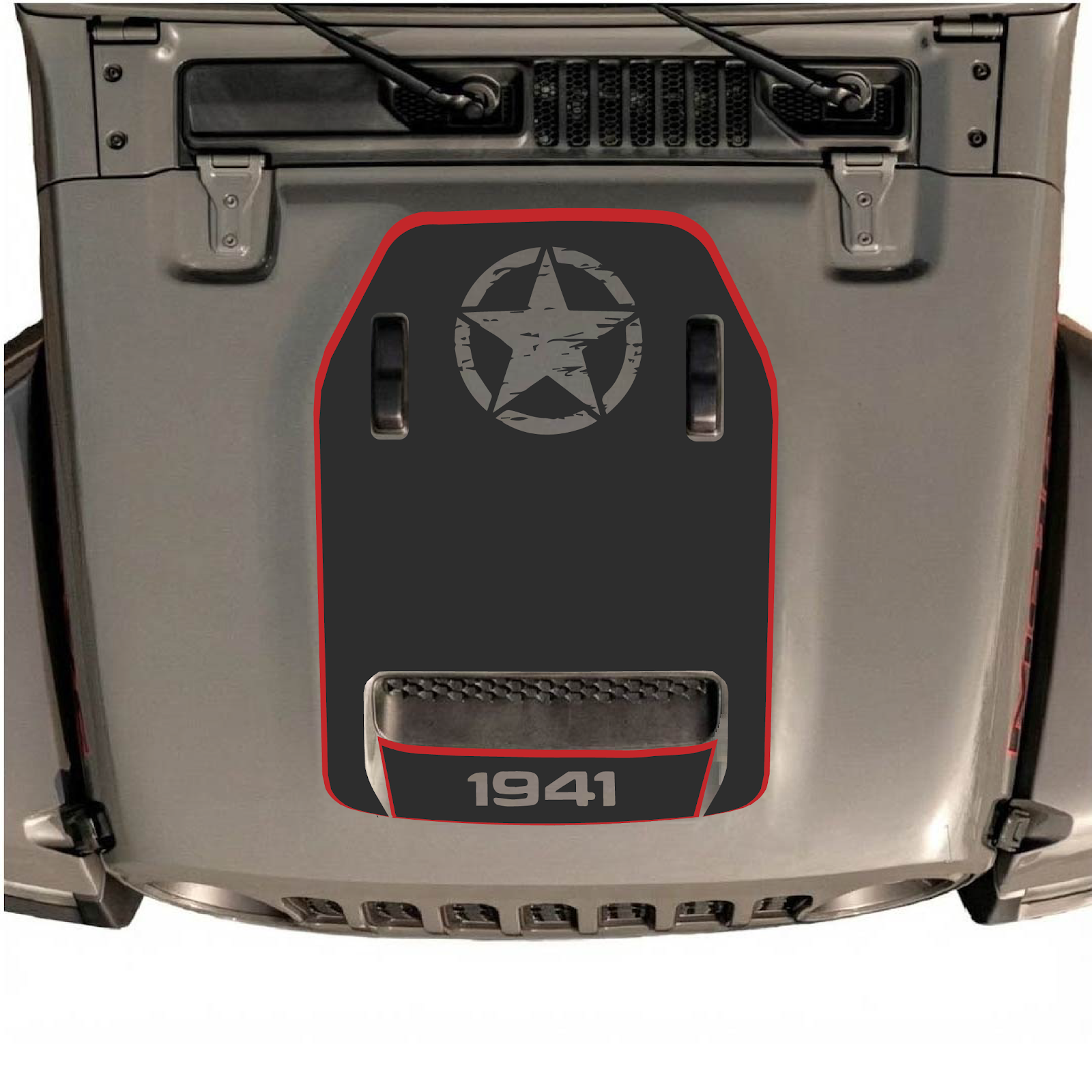 CarCode hood decal for Jeep Wrangler JL/JLU Rubicon 392 and JT Gladiator Mojave 2020-2026, style #88, shown on vehicle hood.