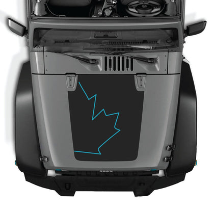 CarCode hood decal for Jeep Wrangler JK/JKU 2007-2018, style #07, black and white graphic design on vehicle hood