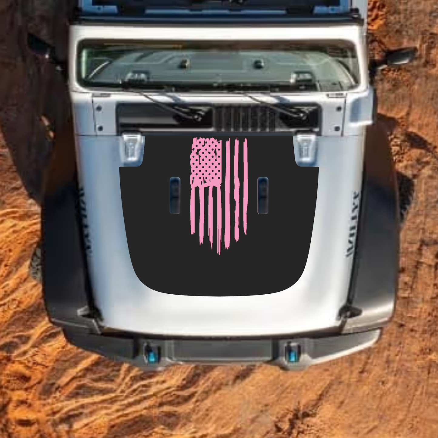 CarCode hood decal for Jeep Wrangler JL and Gladiator JT, stylish design for 2018+ models on standard hood.