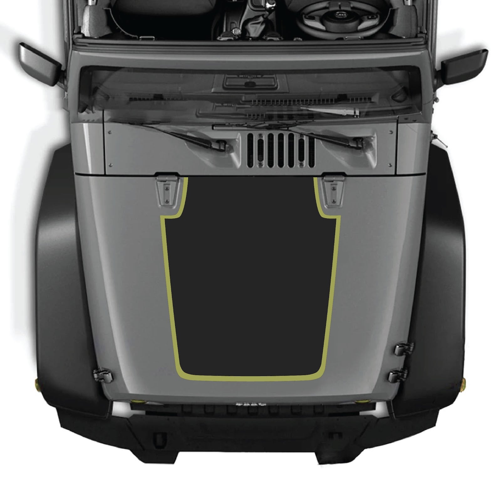 CarCode Jeep Wrangler JK/JKU 2007-2018 hood decal with Style #61, featuring a bold, custom graphic design on the vehicle's hood.