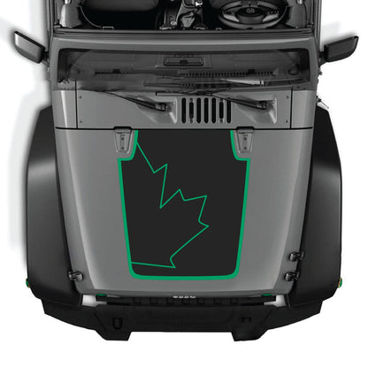 CarCode hood decal for Jeep Wrangler JK/JKU 2007-2018, style #15, black graphic design on vehicle hood.