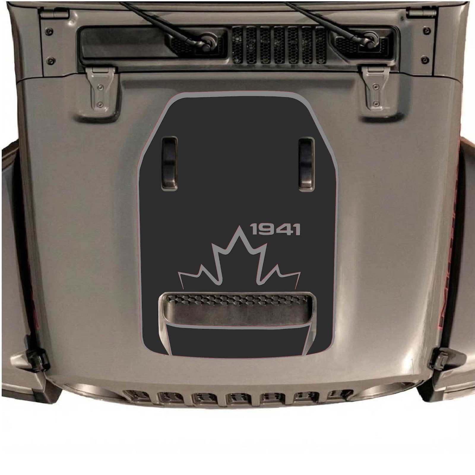 CarCode hood decal for Jeep Wrangler JL/JLU Rubicon 392 and JT Gladiator Mojave, style #17, featuring bold graphic design on vehicle hood.