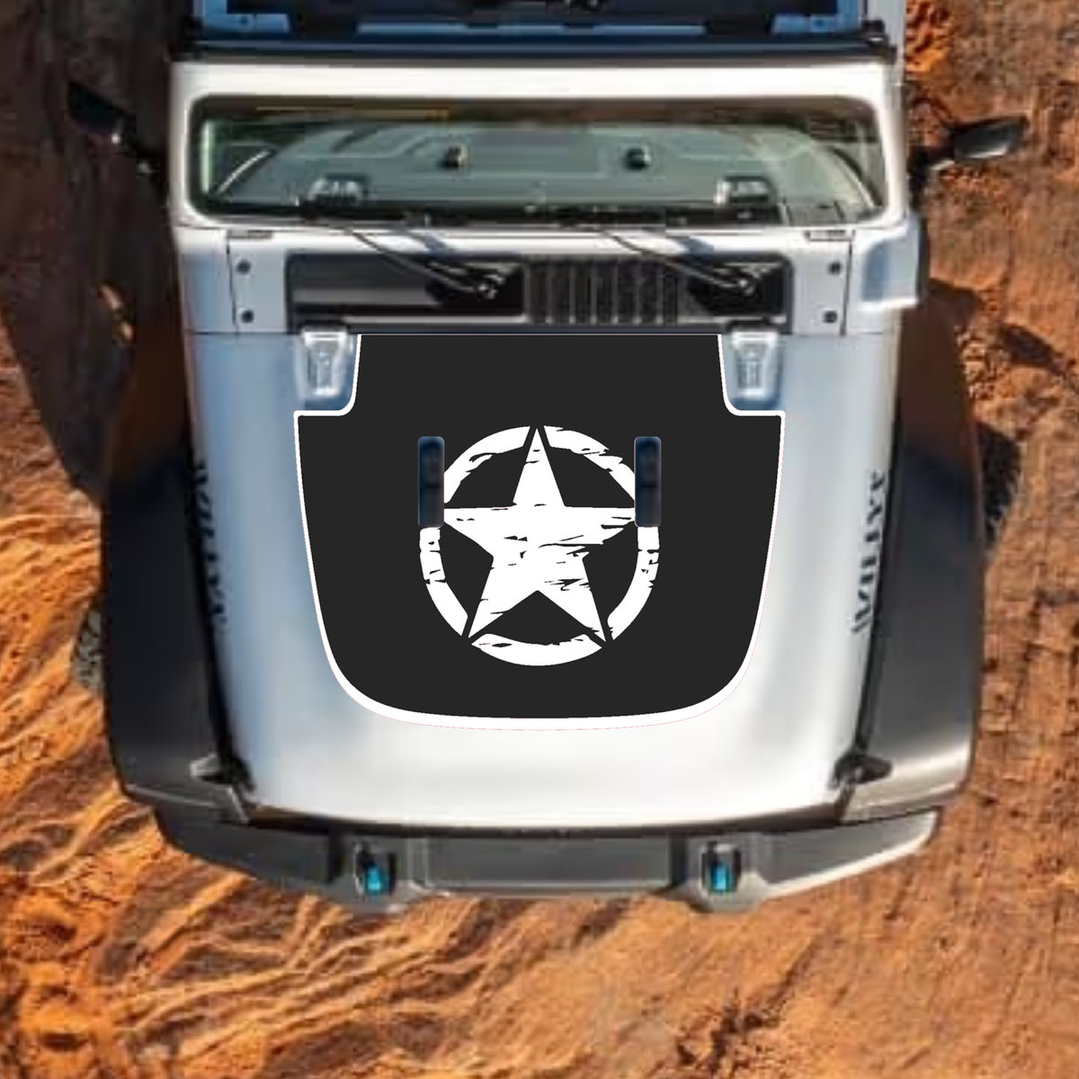 CarCode hood decal for Jeep Wrangler JL and Gladiator JT, stylish #25 design on standard hood, fits 2018+ models