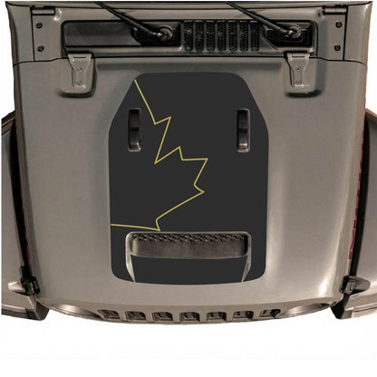 CarCode hood decal for Jeep Wrangler JL/JLU Rubicon 392 and Gladiator Mojave 2020-2026, in style #28, black graphic design.