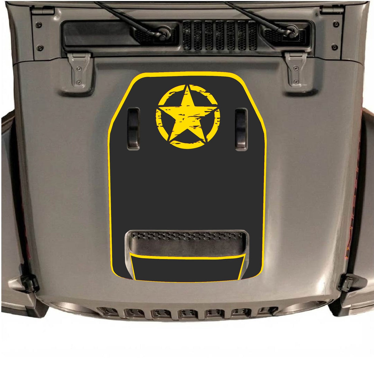 CarCode hood decal for Jeep Wrangler JL/JLU Rubicon 392 and JT Gladiator Mojave 2020-2026, stylish automotive graphic.