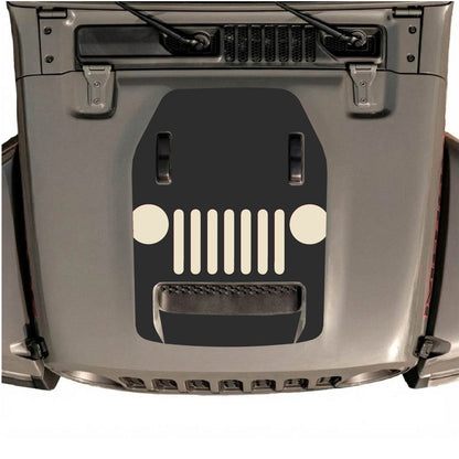 CarCode hood decal for Jeep Wrangler JL/JLU Rubicon 392 and Gladiator Mojave 2020-2026, style #04, black graphic design on hood