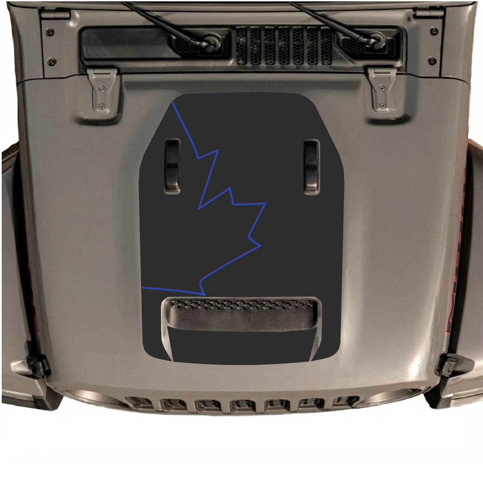 CarCode hood decal for Jeep Wrangler JL/JLU Rubicon 392 and JT Gladiator Mojave 2020-2026, Style #28, shown on vehicle hood
