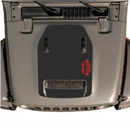 CarCode hood decal for Jeep Wrangler JL/JLU Rubicon 392 and JT Gladiator Mojave 2020-2026, style #56, shown on vehicle hood.