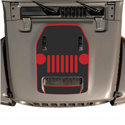 CarCode hood decal for Jeep Wrangler JL/JLU Rubicon 392 and JT Gladiator Mojave, style #03, black graphic design on vehicle hood