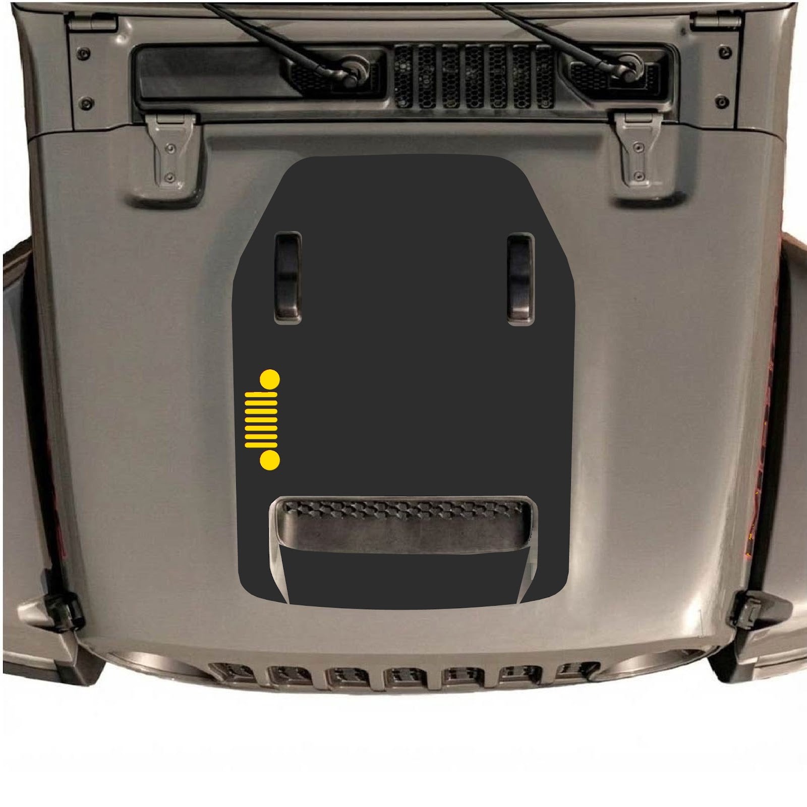 CarCode hood decal for Jeep Wrangler JL/JLU Rubicon 392 and JT Gladiator Mojave 2020-2026, style #54, shown on vehicle hood