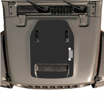 Jeep Wrangler JL/JLU Rubicon 392 and JT Gladiator Mojave hood decal by CarCode, style #58, with bold black graphic design.