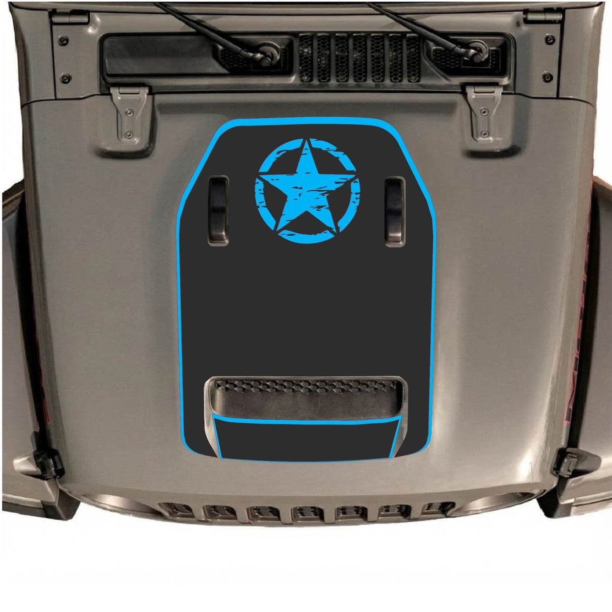 Jeep Wrangler JL/JLU Rubicon 392 or JT Gladiator Mojave hood decal by CarCode, style #41, featuring bold graphic design on vehicle hood.