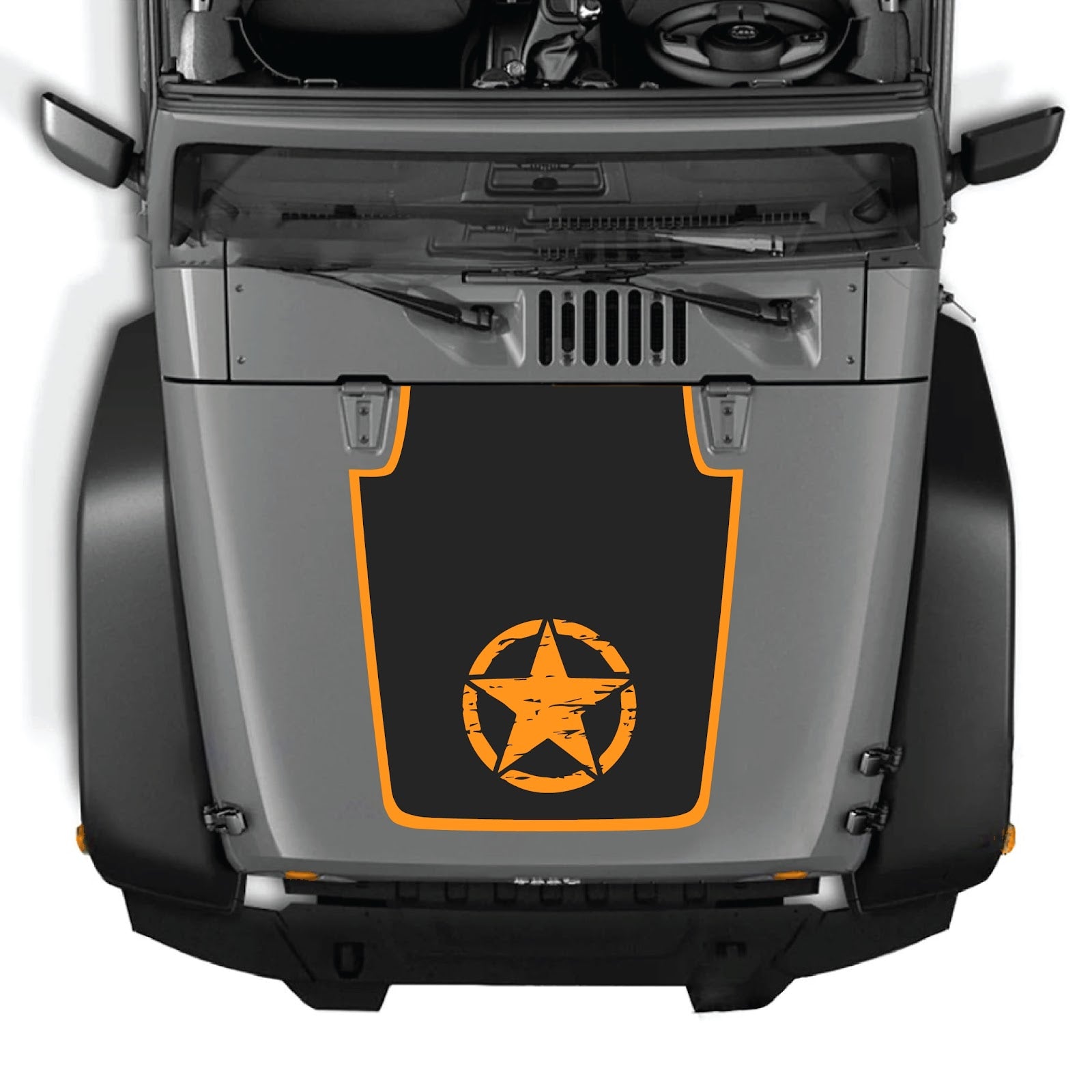 CarCode Jeep Wrangler JK/JKU hood decal style #21 in black, featuring bold graphic design on the vehicle's hood.