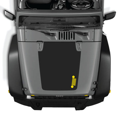 CarCode Jeep Wrangler JK/JKU hood decal, style #39, black and gray graphic design on the vehicle's hood for 2007-2018 models.