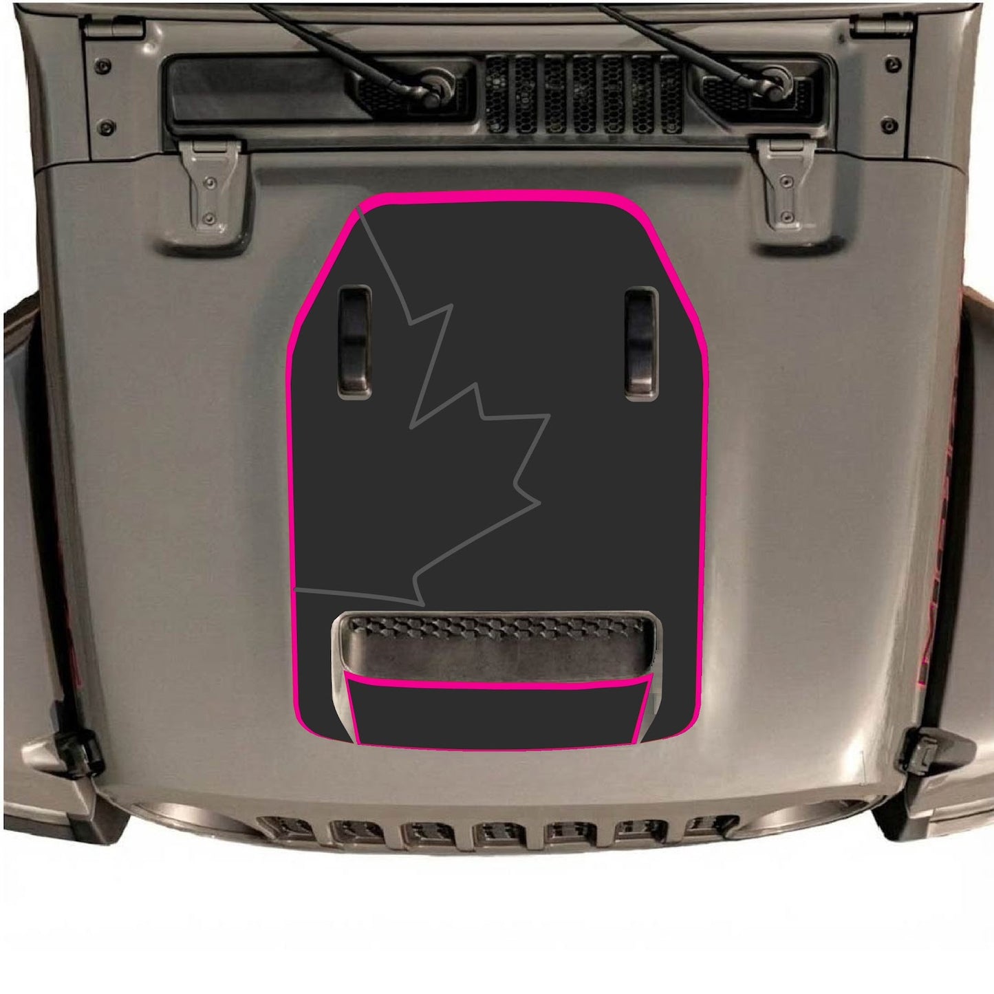 CarCode hood decal for Jeep Wrangler JL/JLU Rubicon 392 and JT Gladiator Mojave, stylish design on vehicle hood.