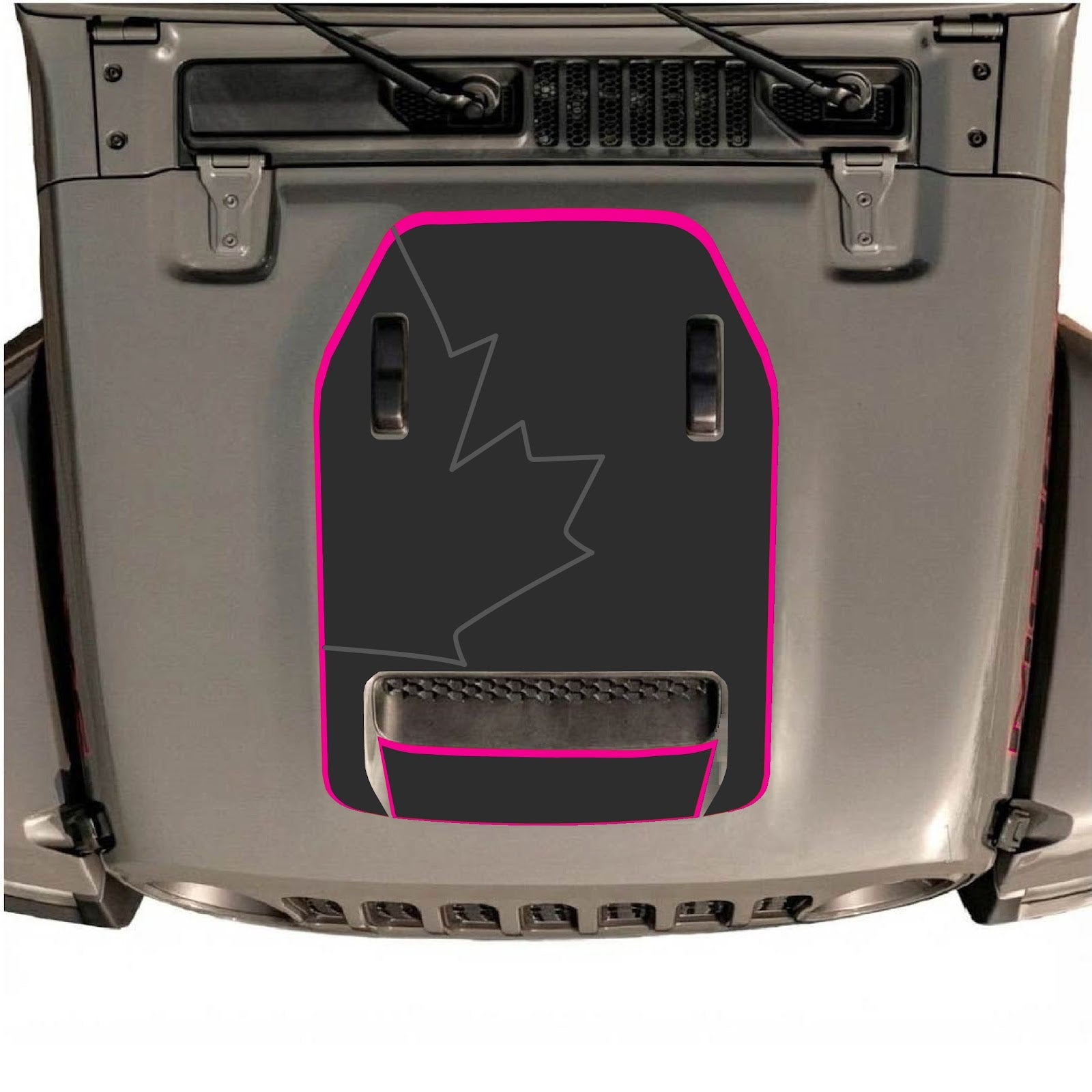 CarCode hood decal for Jeep Wrangler JL/JLU Rubicon 392 and JT Gladiator Mojave, stylish design on vehicle hood.