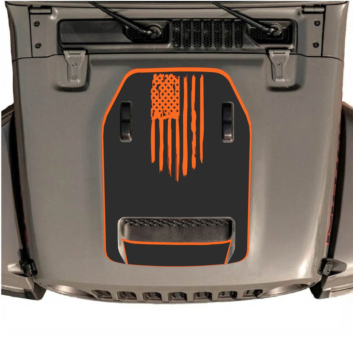 CarCode autocollant de capot pour Jeep Wrangler JL/JLU Rubicon 392 et JT Gladiator Mojave, style #31, motif graphique noir et argent sur le capot