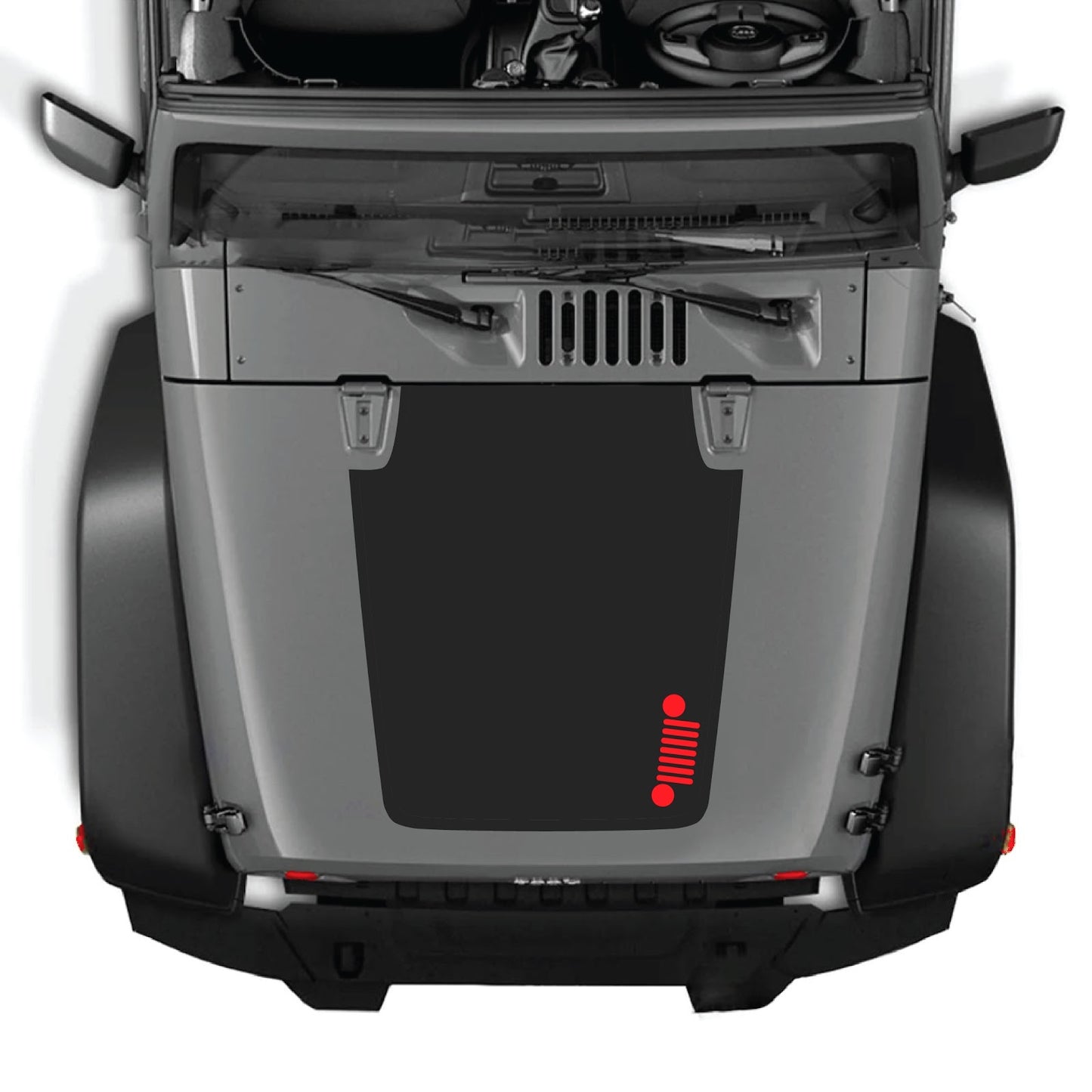 CarCode hood decal for Jeep Wrangler JK/JKU 2007-2018, style #39, featuring a detailed graphic design on the vehicle's hood.