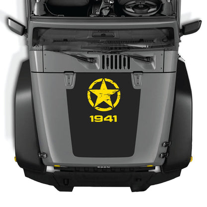 CarCode Jeep Wrangler JK/JKU 2007-2018 hood decal, Style #46, featuring bold graphic design on vehicle hood.