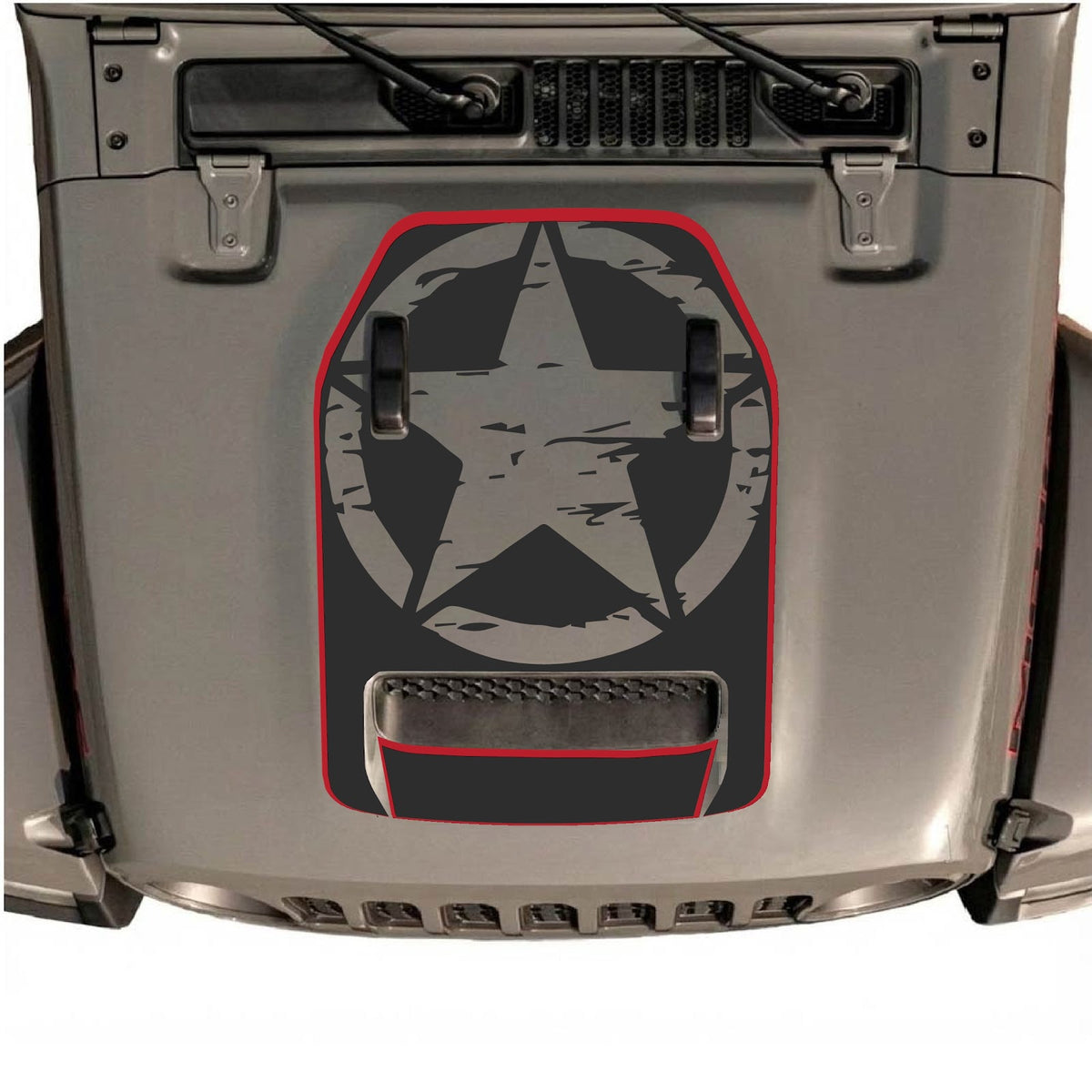 CarCode hood decal for Jeep Wrangler JL/JLU Rubicon 392 and JT Gladiator Mojave 2020-2026, style #86, shown on vehicle hood