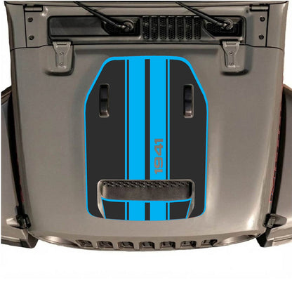 CarCode hood decal for Jeep Wrangler JL/JLU Rubicon 392 and JT Gladiator Mojave 2020-2026, style #71, shown on vehicle hood.