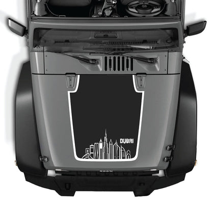 CarCode Jeep Wrangler JK/JKU hood decal Style #24 in black, featuring bold graphic design on the vehicle's hood.