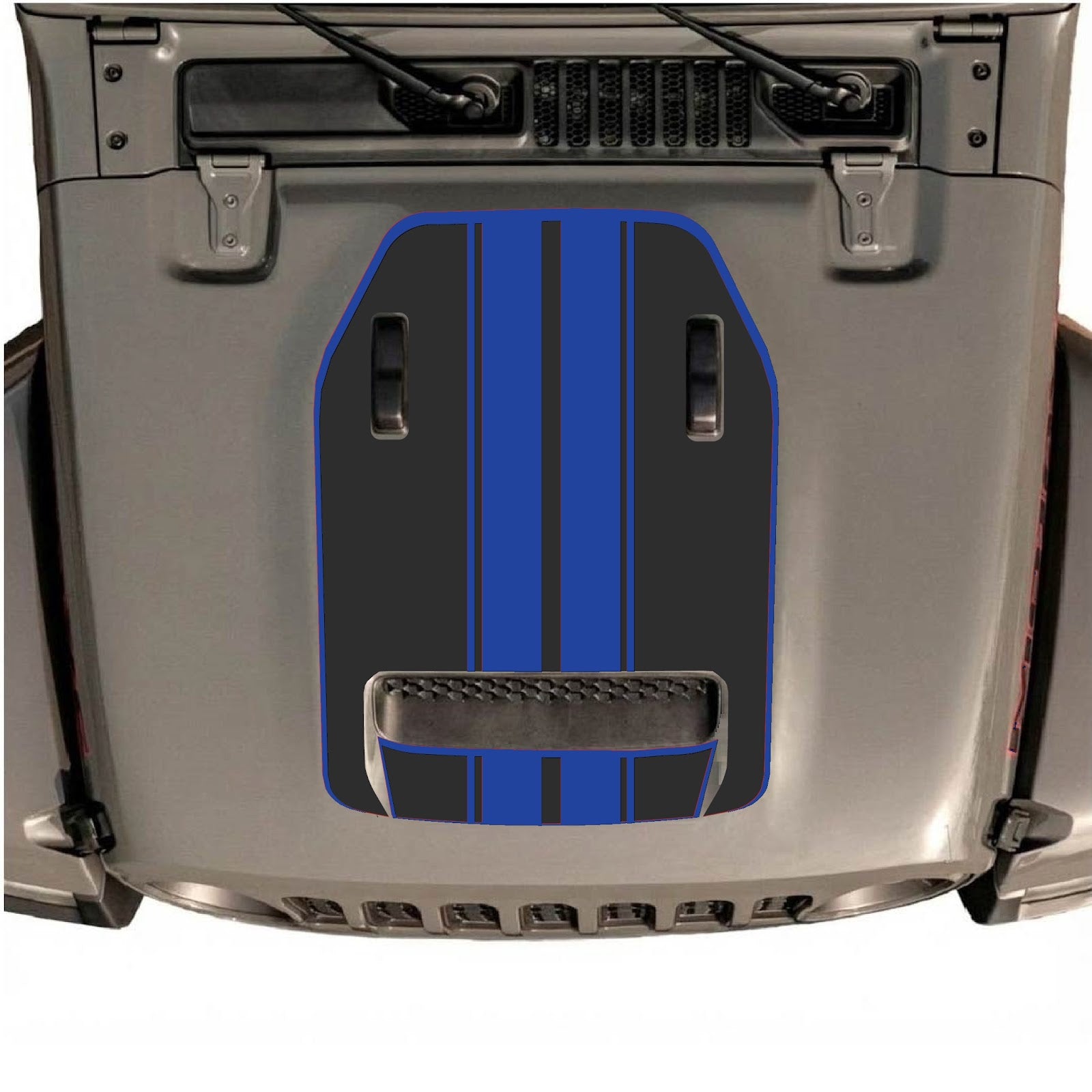 CarCode hood decal for Jeep Wrangler JL/JLU Rubicon 392 and JT Gladiator Mojave 2020-2026, style #11, shown on vehicle hood.