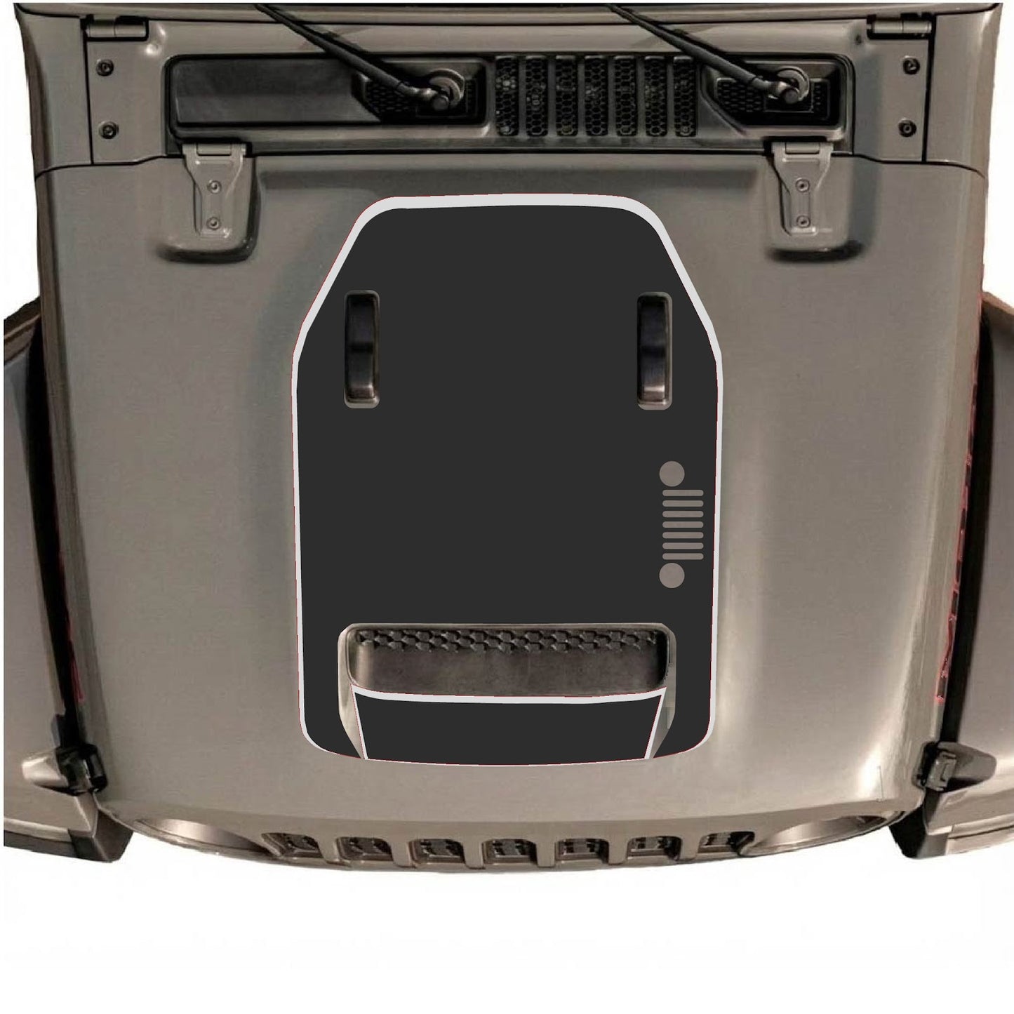 CarCode hood decal for Jeep Wrangler JL/JLU Rubicon 392 and JT Gladiator Mojave 2020-2026, style #97 on vehicle hood