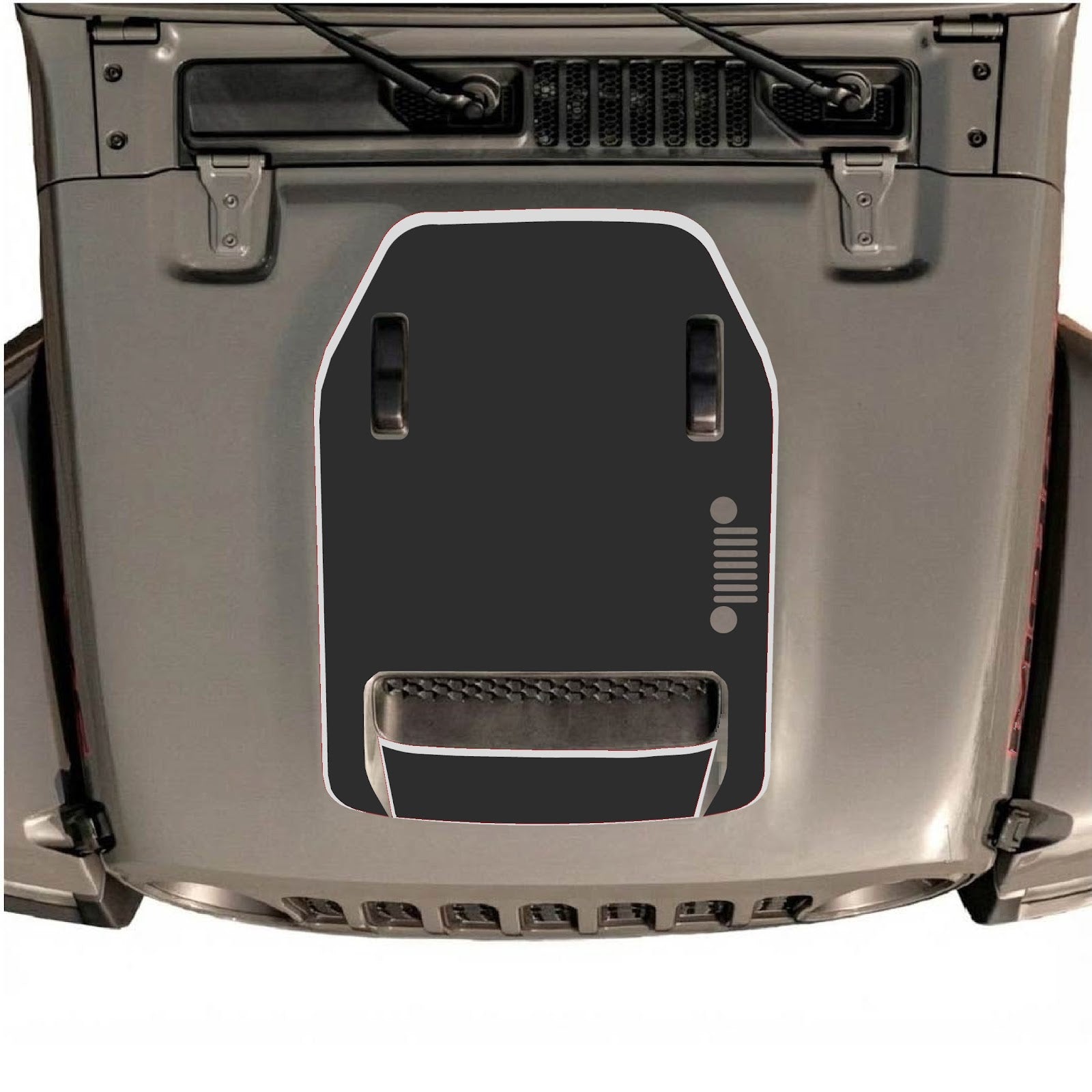CarCode hood decal for Jeep Wrangler JL/JLU Rubicon 392 and JT Gladiator Mojave 2020-2026, style #97 on vehicle hood